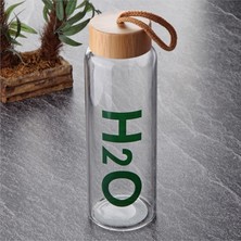 Tohana Alm H2O Bambu Kapaklı Cam Matara 600 ml Doğal Geri Dönüşümlü Malzeme ile Şık Tasarım