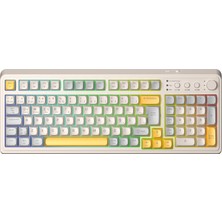 Aula S99 Retro Rgb Gaming 3 Modlu Bluetooth/2.4ghz/usb-C Kablosuz Makrolu Türkçe Q Klavye Sarı