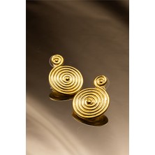 Spiral Pirinç Altın Kaplama Küpe