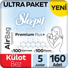 Sleepy Bio Natural Premium Plus Airbag Comfort Ultra Paket Külot Bez 5 Numara Junior 160 Adet