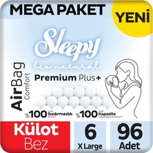 Sleepy Bio Natural Premium Plus Airbag Comfort Mega Paket Külot Bez 6 Numara Xlarge 96 Adet