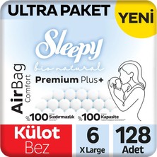 Sleepy Bio Natural Premium Plus Airbag Comfort Ultra Paket Külot Bez 6 Numara Xlarge 128 Adet