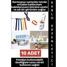 Wintoup #kablodüzenleyici Ev Ofis Atölye Kamp Outdoor Bilgisayar Şarj Aleti Karışıklık Önleyici Tekrar Kullanılabilir Pratik Cırt Cırtlı Kablo Düzenleyici Kelepçe Seti 10 Adet