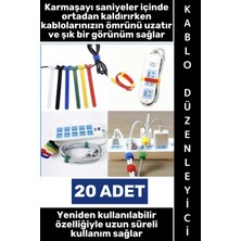 Wintoup #kablodüzenleyici Ev Ofis Atölye Kamp Outdoor Bilgisayar Şarj Aleti Karışıklık Önleyici Tekrar Kullanılabilir Pratik Cırt Cırtlı Kablo Düzenleyici Kelepçe Seti 20 Adet