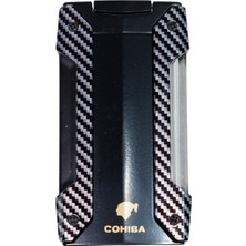 Cohiba Tek Torch Pürmüz Siyah Karbon Desenli Puro Çakmağı