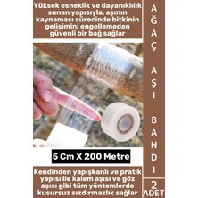 Wintoup #ağaç Profesyonel Hobi Bağ Bahçe Kendinden Yapışkanlı Kalem Göz Aşısı Sızdırmaz Hava Su Rüzgar Toz Geçirmez Esnek Şeffaf Fidan Ağaç Aşı Bandı 5 cm x 200 Metre 2 Adet