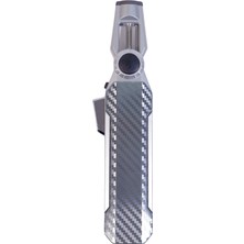 Parmida Tek Torch Pürmüz Oynar Başlıklı Karbon Desenli Gümüş Masa Tipi Metal Puro Çakmağı - TR9244