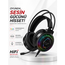 Crow'S Tech Rgb Gaming Kulaklık 40MM Hd Ses Omnidirectional Mikrofon USB Kablolu Konforlu Tasarım