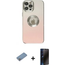 Pileli Store Pilelistore™ iPhone 12 Pro Max Kılıf Kutup Yansıma Özel Seri - Siyah 3D Antistatik Hayalet Cam Ekran Koruyucu + Shine Kamera Lens Koruma Cam - Gs