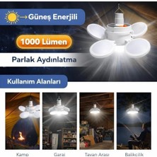 Skygo Güneş Enerjili Katlanabilir LED Kamp Lambası, 4 Panelli Süper Parlak Taşınabilir Aydınlatma, USB Şarjlı, Askılı Tavan Feneri, Elektrik Kesintisi, Karavan ve Kullanım