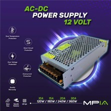 Mpia Ps-15 12V 15A Adaptör 12 Volt 15 Amper Metal Kasa Adaptör Güvenlik LED Adaptör