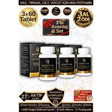 Dr. Sammy's Quarine Saç, Tırnak, Cilt ve Vücut Vitamini - 3'lü Avantaj Set (3 Aylık Kür) - Dökülme ve Yıpranma Karşıtı Keratin, Biotin, Bitkisel Kök Hücre Extratları,ginseng ve Multivitamin Içeren Diyet Takviyesi