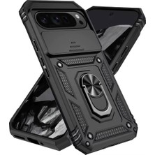 Gpack Google Pixel 10 Pro Xl Kılıf Pars Sürgülü Vega Yüzüklü Sert Silikon Siyah