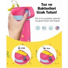 Skygo Vagonlife 350ML Pipetli Desenli Kulplu 6 Saat Sıcak 12 Saat Soğuk Çelik Termos Matarası (Sarı Arı)
