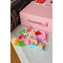 Cinderella 10'lu Mini Sevimli Karışık Figürlü Renkli Çocuk Pens Toka Seti - Hediyelik Bebek Klipsli Saç Tokası
