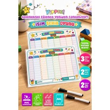 YİPPEE Isim Şehir Oyunu | Arkası Sos ve Xox Oyunlu | Pvc Kaplı 2’li A4 Set | 2 Adet Yaz-Sil Kalem Hediyeli