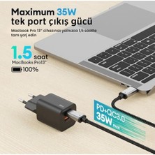 Skygo 35W Pd+Qc3.0 Hızlı Şarj Adaptörü, MacBook Uyumlu 1.5 Saat Şarj Süresi, USB ve Type-C Portlu