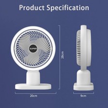 Skygo Işıklı Vantilatör USB Şarjlı Masaüstü Mini Fan – 3 Kademeli Hız Ayarlı Kompakt Gövde LED Işık