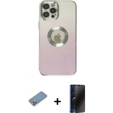 Pileli Store Pilelistore™ iPhone 12 Pro Max Kılıf Kutup Yansıma Özel Seri - Siyah 3D Antistatik Hayalet Cam Ekran Koruyucu + Shine Kamera Lens Koruma Cam - Gs