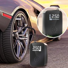 Skygo Hava Kompresörü, 150 Psı Dijital Göstergeli Oto Kompresör, Araba, Motosiklet, Bisiklet ve Top Için, Taşınabilir Şarjlı Kullanım, Fener Işığı, 4000 Mah Batarya, 3 Farklı Başlık (Psı,kpa,bar,kg/cm²)