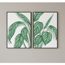 Hippodeco 2 Parçalı A5 Mdf Bitki Tablo Seti – Split Plant Design, Minimal Modern Duvar Dekoru - Fastdekor