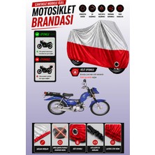 Cemku Twin Üst Gri - Alt Kırmızı Kanuni Zebra 90 Uyumlu Motor Brandası, Arka Çanta Uyumsuz