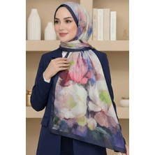 Hadiora Kadın Lacivert  Çiçek Desenli Soft Şal
