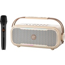 Skygo C1 100W Taşınabilir Rgb Bluetooth Hoparlör Mikrofonlu Karaoke Parti Speaker Bej