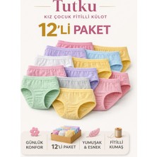 Tutku Kız Çocuk Fitilli Külot 12’li Ekonomik Paket – Yumuşak Esnek Pamuklu Iç Çamaşırı Seti