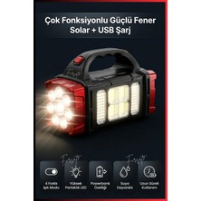 Güneş Enerjili El Feneri | Powerbank Özellikli LED El Feneri | 4 Işık Modu | Suya Dayanıklı Çok Fonksiyonlu
