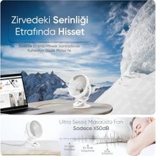 Skygo Mini Vantilatör - Masaüstü USB Fan - Klipsli Sabitleme - 360° Ayarlanabilir - Ultra Güçlü Hava Akımı ile Süper Serinlik Hissi - Portatif, Taşınabilir, Minimalist Tasarım (Beyaz)
