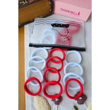 Cinderella 25'li Dayanıklı Yumuşak Kırmızı Beyaz Lastik Toka 4.5cm- 23 Nisan 29 Ekim Konsept Bayramı Saç Tokası