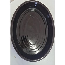 Skygo 28 cm Oval Siyah Parlak Emaye Tepsi – Dayanıklı, Şık, Fırın ve Servis Kullanımına Uygun