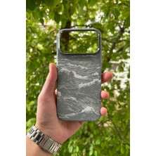 Glazef iPhone 17 Pro Max Deniz Dalgası Desenli Soft Dokulu Karbon Fiber Magsafe Kılıf