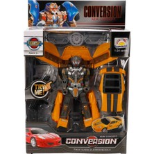Sunman Sarı Araba 1:24 Sesli ve Işıklı Dönüşebilen Robot 22 cm