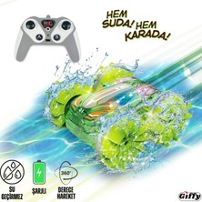 Giffy Oyuncak Suda ve Karada Giden Uzaktan Kumandalı Araba 360° Hareket Edebilen Şarjlı Işıklı 4x4 Araç