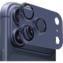 Maks Technology iPhone 17 Pro Max Mkst Cl-21 Karbon Dokulu Kamera Lens Koruyucu - Mavi