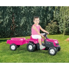 Dolu Unicorn Römorklu Pedallı Traktör 2508 Pembe Renkli 173x52x45 cm Ölçülerinde