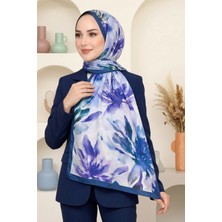 Hadiora Kadın Lacivert Çiçek Desenli Soft Şal