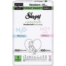 Sleepy Natural Double Soft Bebek Bezi Fırsat Paketi 1 Beden 50 Adet