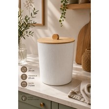Makri Home Orijinal Bambu Kapaklı Saklama Kutusu, 7 Litre, 20X23 cm