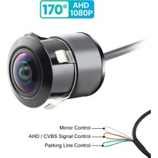 Exvol Geri Görüş Park Kamerası 1080P Ahd 170 Derece Balık Gözü Ahd-Cvbs Park Çizgi Ayarlı Su Geçirmez