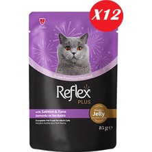 Reflex Plus Jöle Içinde Somonlu ve Ton Balıklı Yetişkin Kedi Konservesi 85 Gr*12 Adet