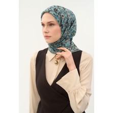 Silk Home Tencel Monare Eşarp Papatya Desen Gök Mavi 90X90