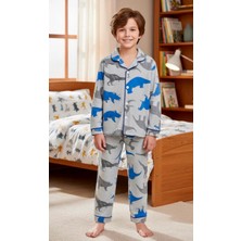Enie Erkek Çocuk Dinazor Desenli 4 Mevsim Pijama Takımı +Gözbandı