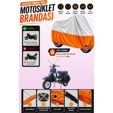 Cemku Twin Üst Gri - Alt Turuncu Vespa Px 200 Uyumlu Motor Brandası, Arka Çanta Uyumsuz