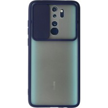 Mey Ithalat®   Redmi Note 8 Pro Kılıf Palm Buzlu Kamera Sürgülü Silikon - Lacivert