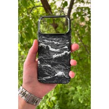 Glazef iPhone 17 Pro Max Deniz Dalgası Desenli Soft Dokulu Karbon Fiber Magsafe Kılıf