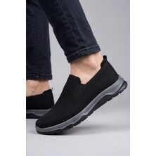 Liarca Ultra Hafif Nefes Alabilir Siyah Gri Slip-On Sneaker Günlük Rahat Erkek Spor Ayakkabı