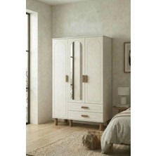 İNDEPPO Bohem 3 Kapaklı 2 Çekmeceli Gardırop (120 cm - Aytaşı)
